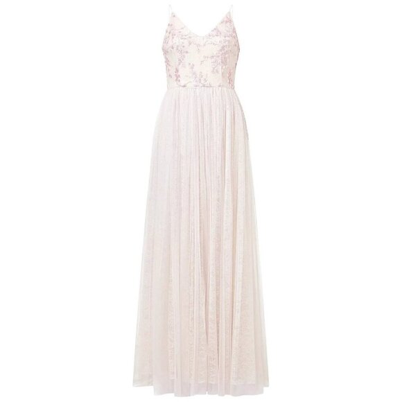 Adrianna Papell Sequin Embroidered Tulle Spaghetti Strap Dress 12 - Picture 3 of 3